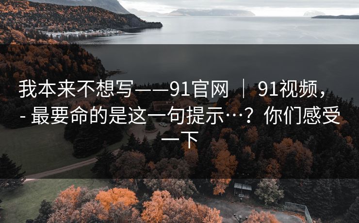 我本来不想写——91官网 ｜ 91视频， - 最要命的是这一句提示…？你们感受一下