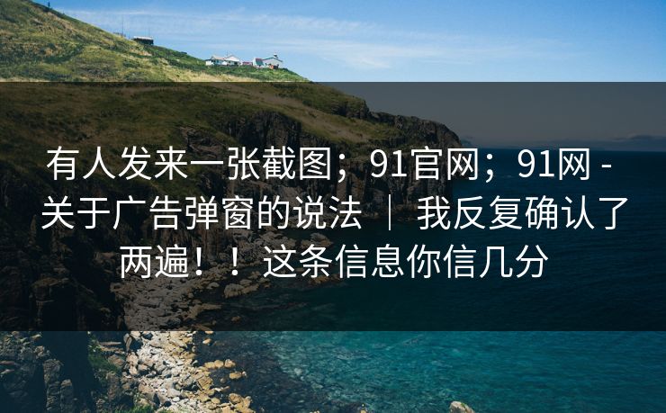 有人发来一张截图；91官网；91网 - 关于广告弹窗的说法 ｜ 我反复确认了两遍！！这条信息你信几分