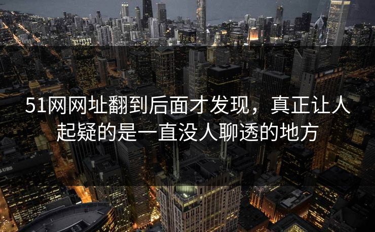 51网网址翻到后面才发现，真正让人起疑的是一直没人聊透的地方